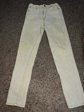 First Wave Women's Beige Denim Straight Leg Jeans